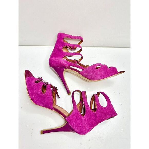 Colin Stuart Sandals Womens Size 9 Purple Leather Open Toe Strappy Heels - Picture 5 of 9
